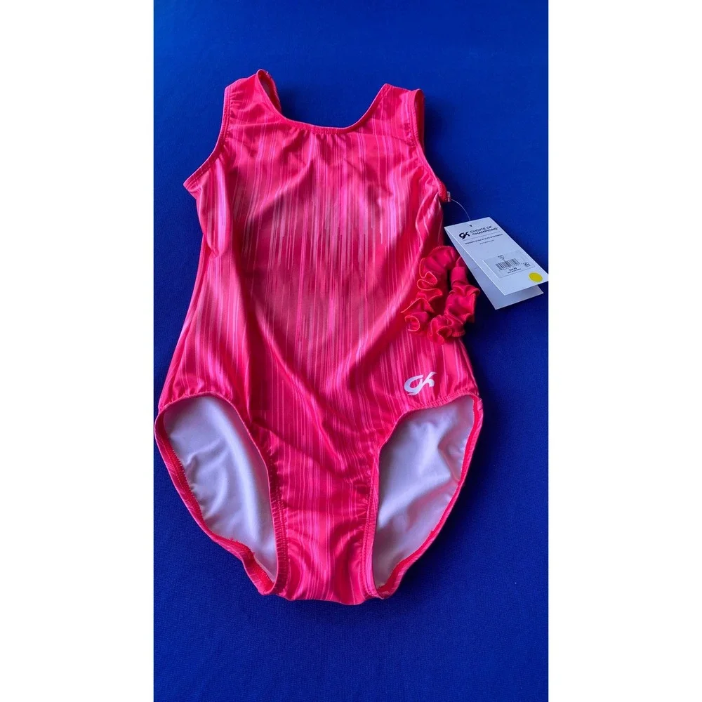 GK Elite Girls Gymnastics Leotard Pink Ombre DST126 Size 140 CL New with Tags
